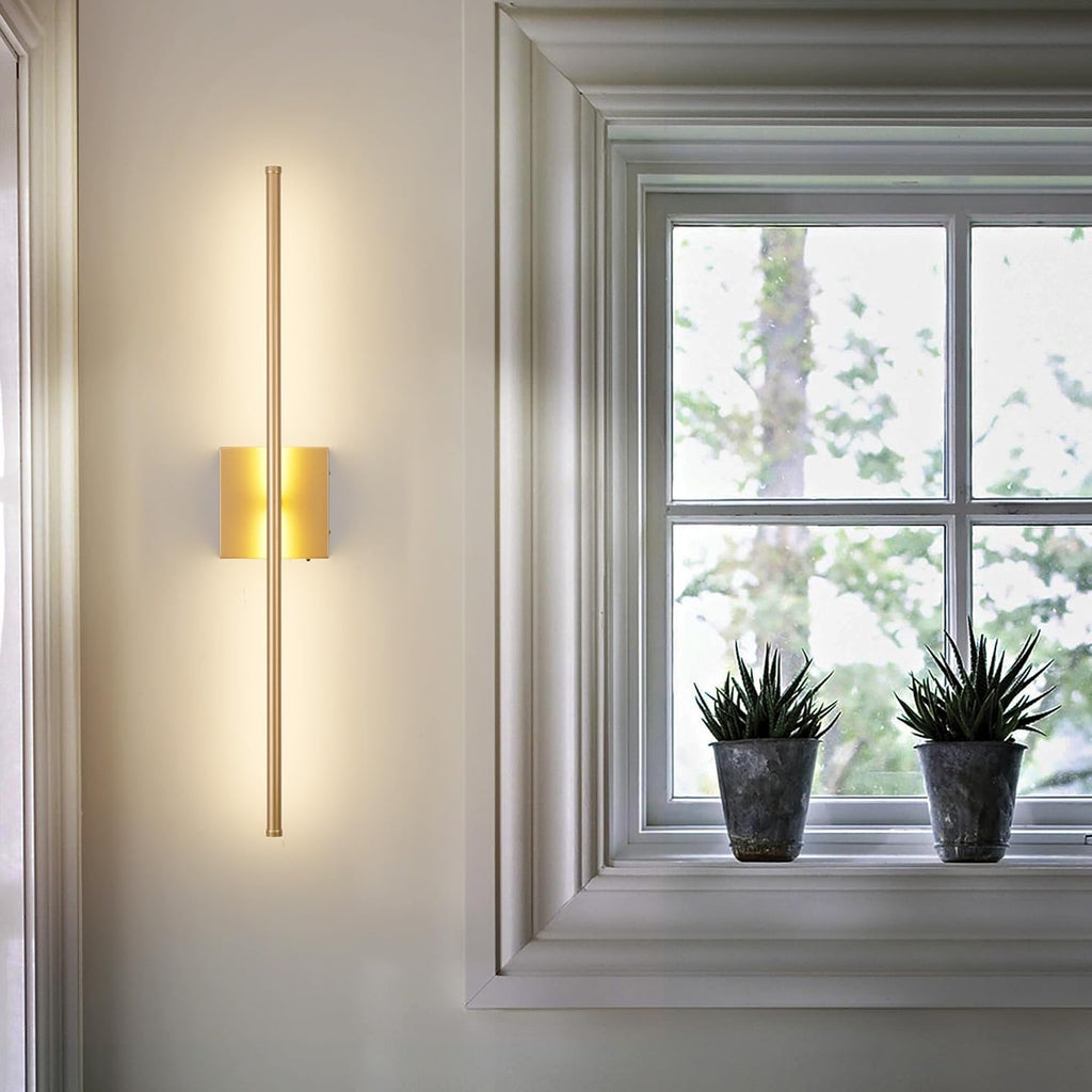 KARTOOSH 32.2 Inch Wall Sconces Battery Operated for Bedroom Hallway, Rechargeable Wireless Wall Lamp Set of 2, 3000K Warm White Dimmable Wall Light w/Remote Timer Memory Indoor Sconce Decor, Gold