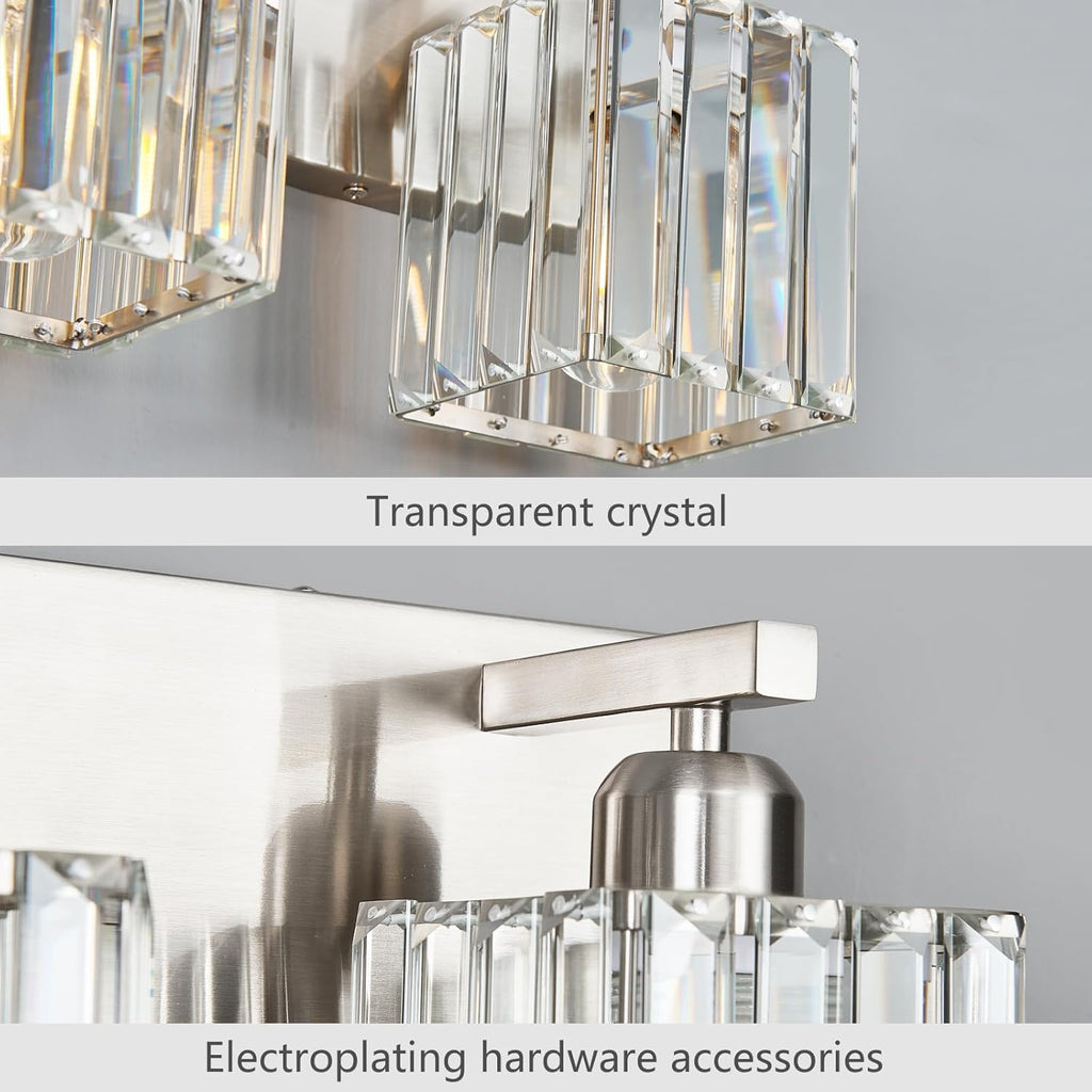 Modern Vanity Light 5-Lights Brushed Nickel Vanity Light Crystal Bathroom Wall Light Bathroom Light Fixtures