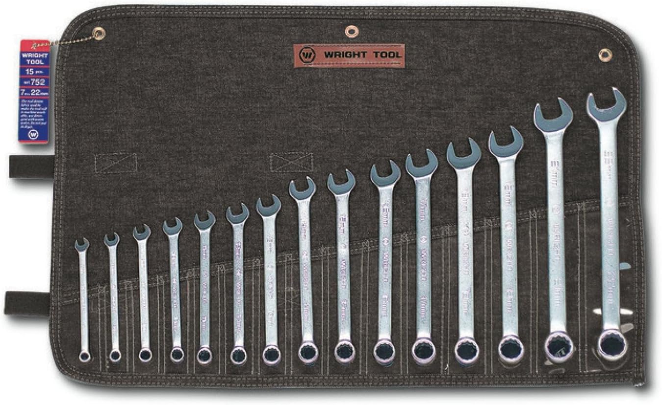 Wright Tool 758 Metric Combination Wrench Set, 7mm - 24mm (18-Piece), Silver