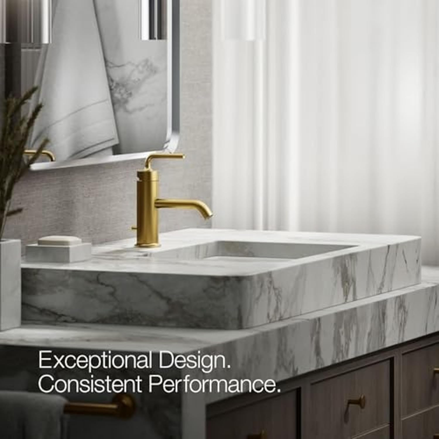 Kohler 14402-4A-2MB Purist® Single-Handle Bathroom Sink Faucet with Straight Lever Handle, 1.2 gpm, Vibrant Brushed Moderne Brass