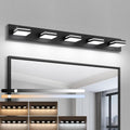 Bathroom Vanity Lighting Fixtures Over Mirror (5-Light, 40-Inch) Dimmable Modern LED Bathroom Wall Lighting Fixtures, Matte Black (3000K/3500K/4000K/5000K/6000K)
