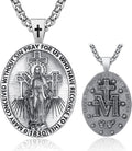 Patron Saint Medals 925 Sterling Silver Amulet Necklace Protection Jewelry for Men with 2.5mm 22'+2' Round Box Chain