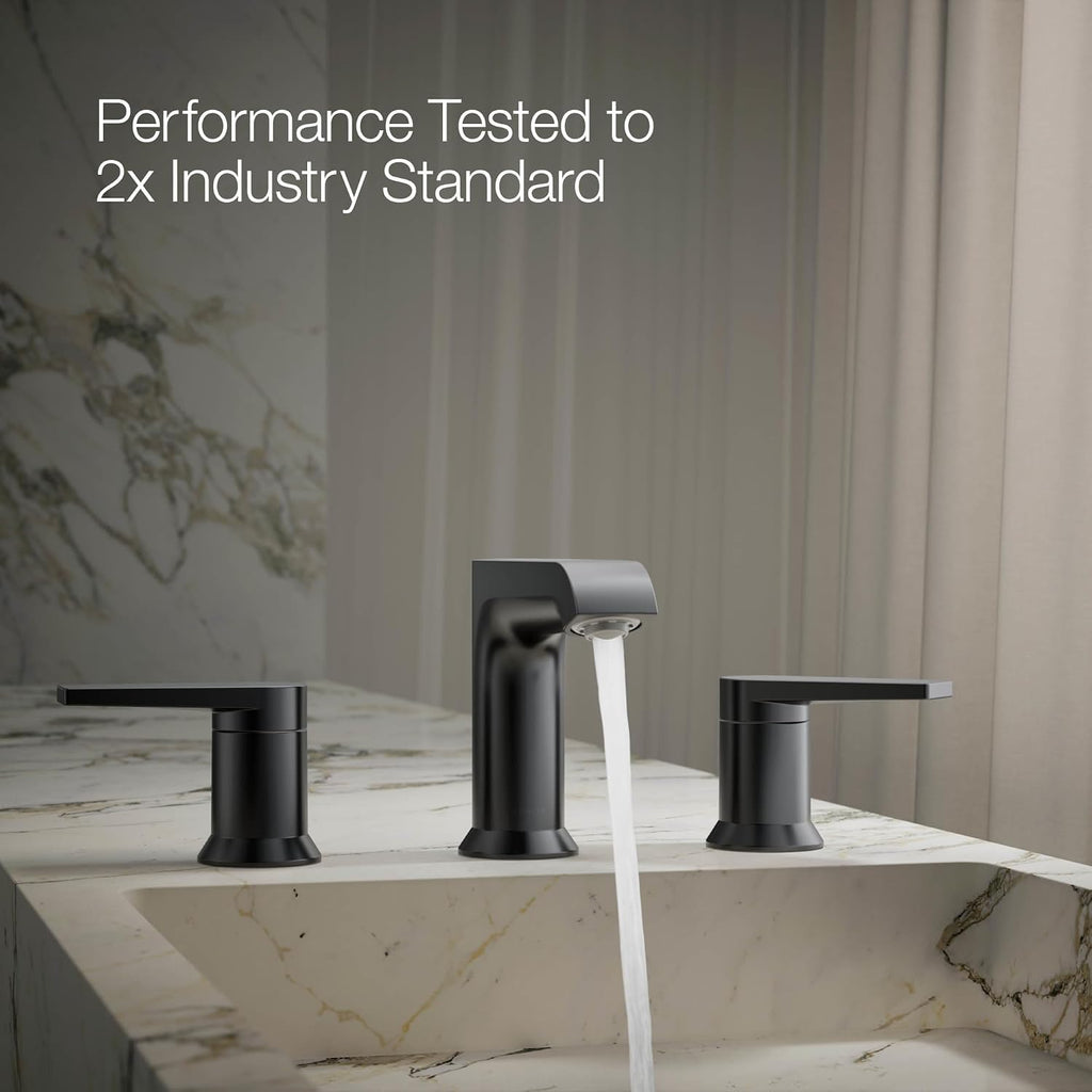 Kohler K-37893-4-BL Hint® Widespread Bathroom Sink Faucet, Bathroom Faucets, 1.2 GPM, Matte Black