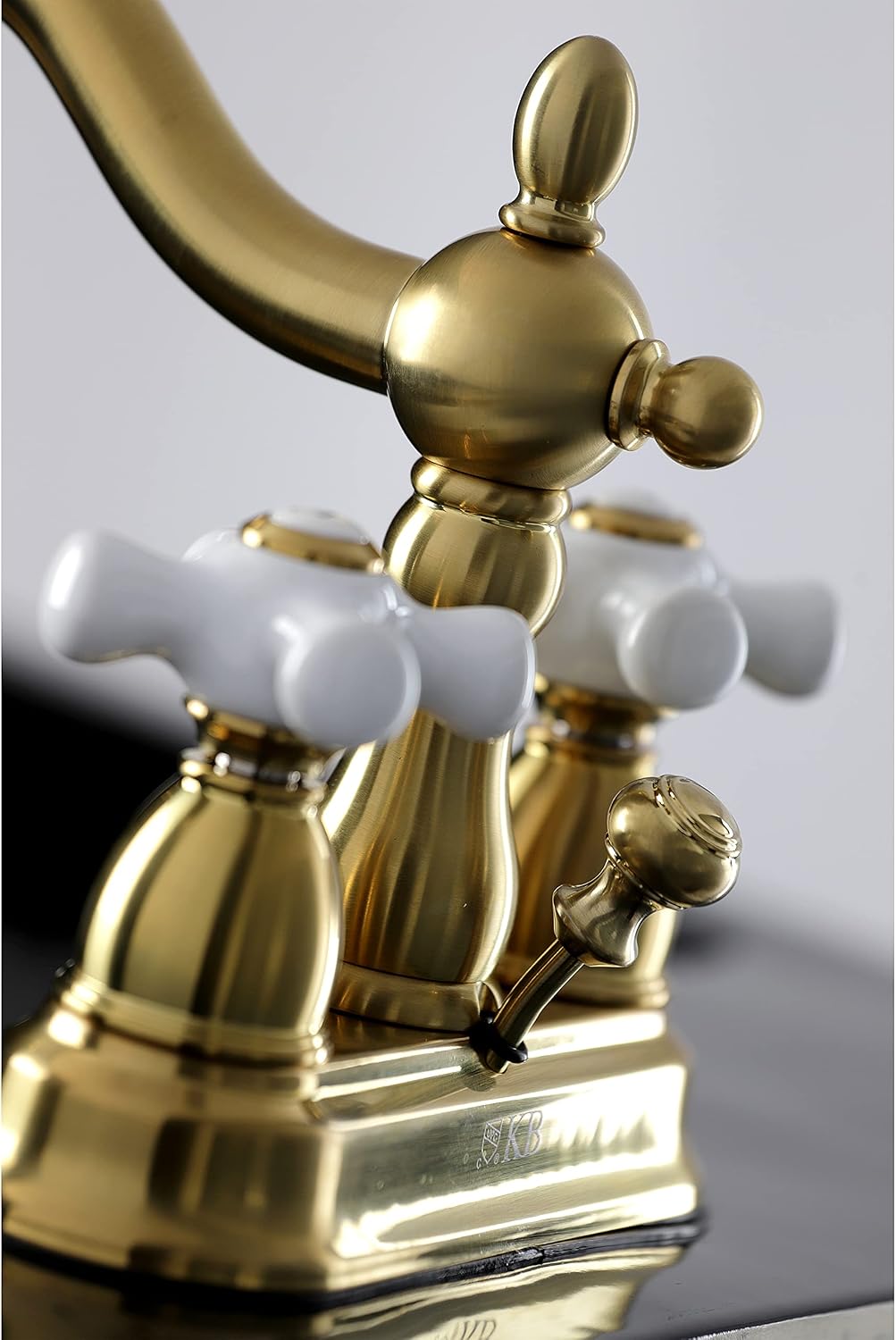 Kingston Brass KB1607PX 4 in. Centerset Bathroom Faucet, Brushed Brass