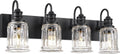 HWH 4-Light Bathroom Vanity Light, Wall Light Sconces for Bathroom, Dressing Table, Black Bathroom Mirror Wall Light with Bell-Shaped Clear Glass, Matte Black Finish, 5HZG106B-4W BK