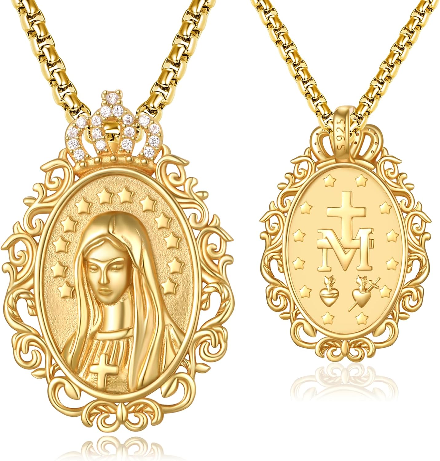 Virgin Mary Necklace for Women 925 Sterling Silver Mother Mary Necklace Protection Jewelry Religion Christian Faith Catholic Gifts