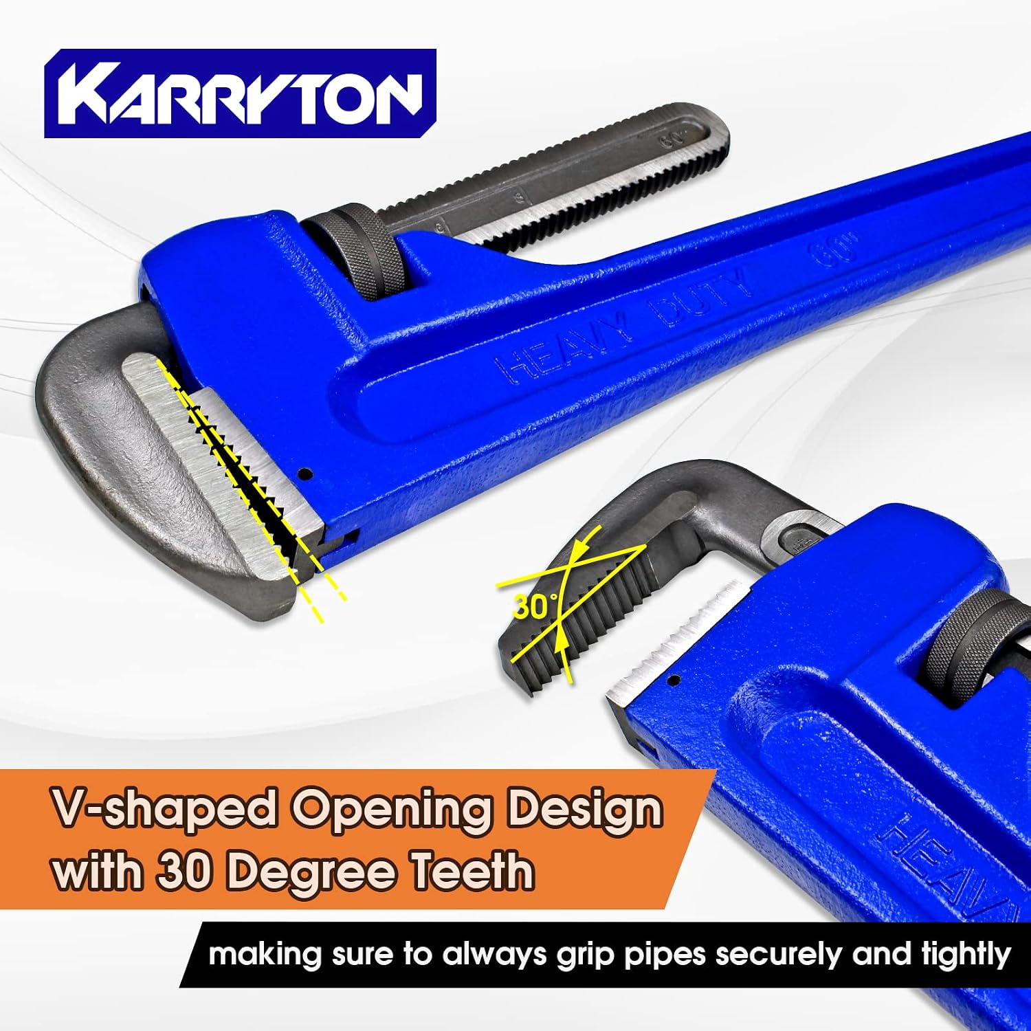 60 Inch Pipe Wrench, Cr-Mo Jaw Opening 9'/228mm Adjustable Heavy Duty Cast Iron Straight Handle Plumbing Wrench, Perfect Plumbers Tool for Oil Field, Plumbing, Construction and Mechanics