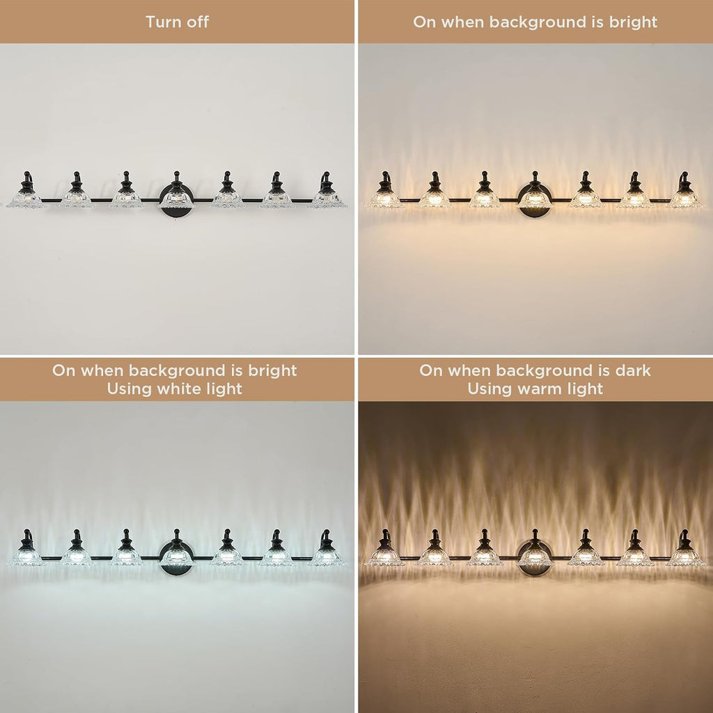 XIEDUN Black 7 Light Vanity Light Bathroom Light Fixtures