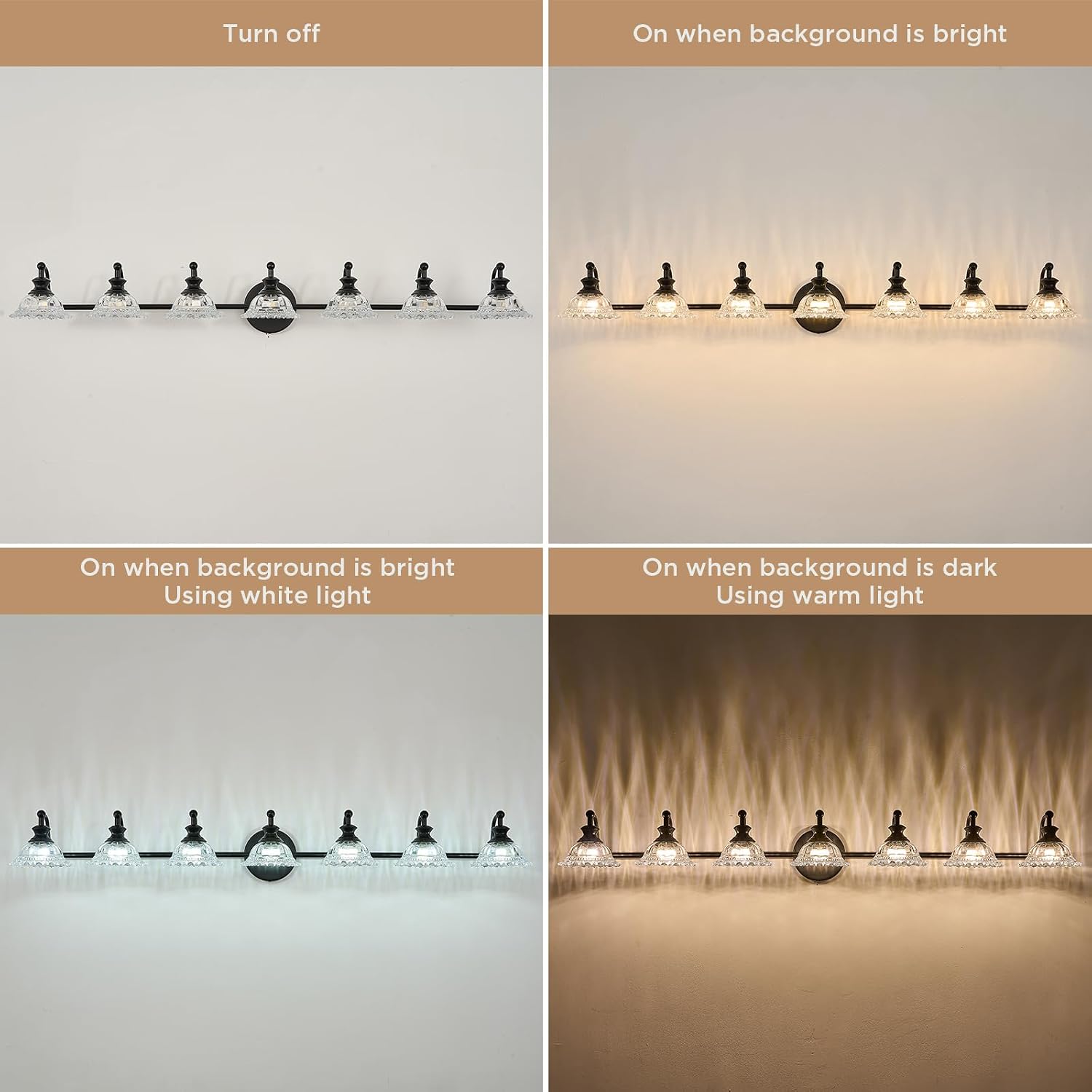 XIEDUN Black 7 Light Vanity Light Bathroom Light Fixtures