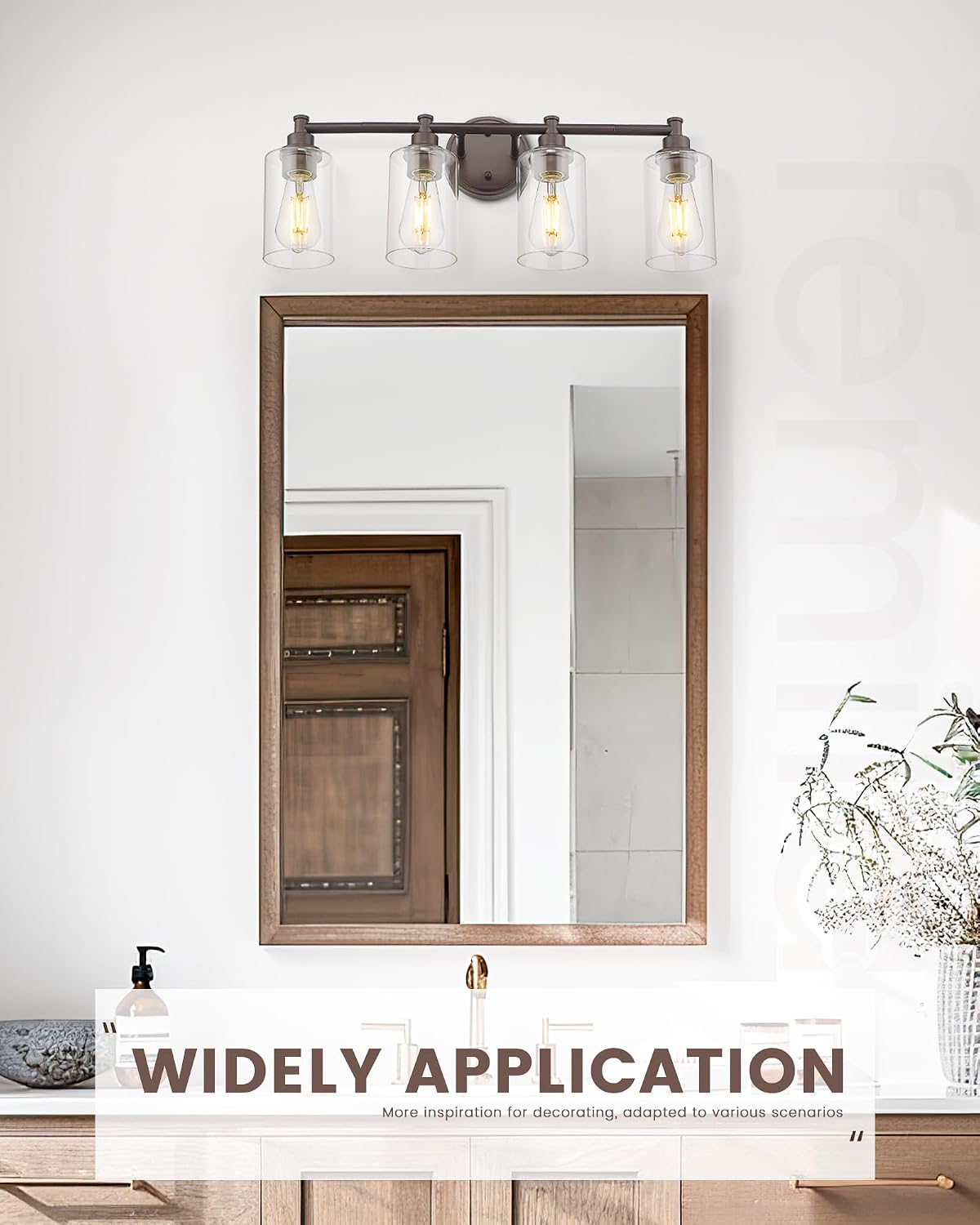 FEMILA Bathroom Vanity Light Fixture, 4-Light Farmhouse Wall Vanity Lights, Oil Rubbed Bronze Finish with Clear Glass Shade, 4FYC56B-4W ORB
