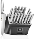 Klaus Meyer 19 Piece Contour High Carbon Stainless Steel Kitchen Knife Set with Knife Sharpener Non-Slip Handles Knife Set with Block