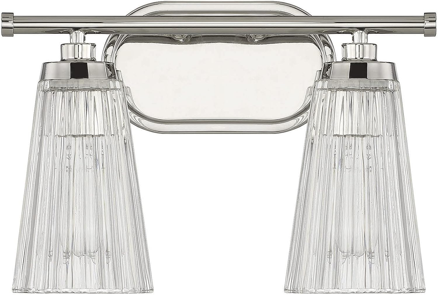 Savoy House 8-1745-2-109 Chantilly Vintage Traditional Clear Ribbed Glass Bathroom Vanity Wall Light, 2-Light 120 Total Watts, 10' H x 14' W, Polished Nickel