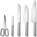 Caraway 5 Piece Knife Set - Premium German Steel Blade Kitchen Knives - Ergonomic Handles - No Microplastics - Gray