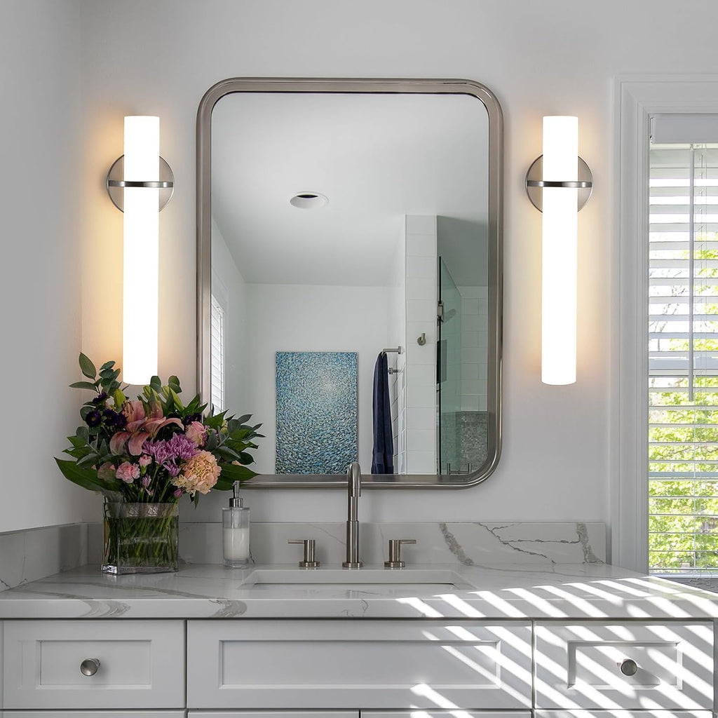 AIJIASI Brushed Nickel Bathroom Sconces Wall Lighting 18W LED Dimmable Vanity Light Fixture, 3000K Modern Wall Light Fixtures Indoor Wall Lamps for Bedroom Living Room Mirror Hallway Porch 18 inch