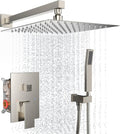 Rain Shower System 12 Inches Shower Head with Handheld Combo Set for Bathroom,High Pressure Rainfall Shower Faucet Set Wall Mounted,Rough-in Valve and Trim Kit(Brushed Nickel)