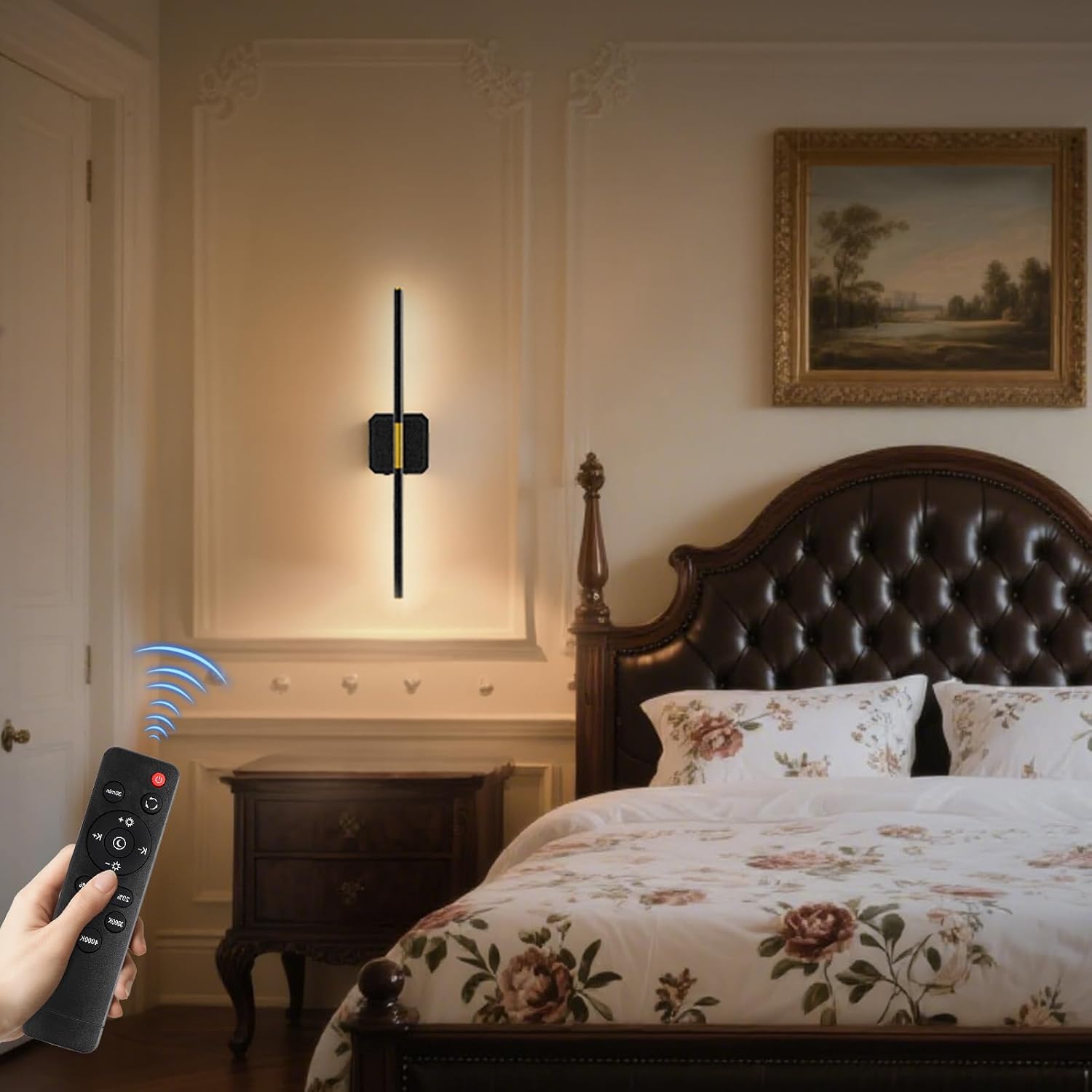 GvvooHome Battery Operated Wall Sconce Detachable 360°Rotate, Wireless Wall Lamp 3000-6500K Dimmable, 10000mAh Rechargeable Wall Light for Bedroom, Living Room，28.3' Black Gold 4 Pack