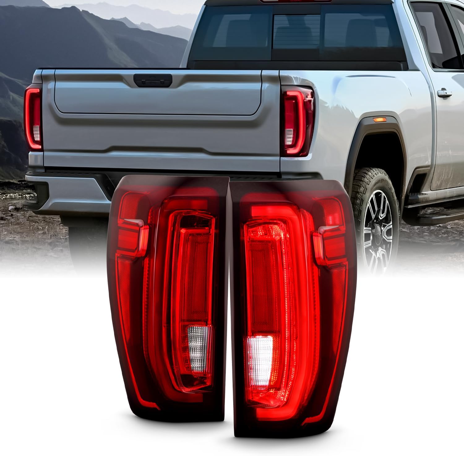 AKKON - Fit 2019-2024 GMC Sierra 19-24 1500/2500 [Full LED] Tail Light Rear w/o Signature Lamp OE Style Assembly Pair/Set