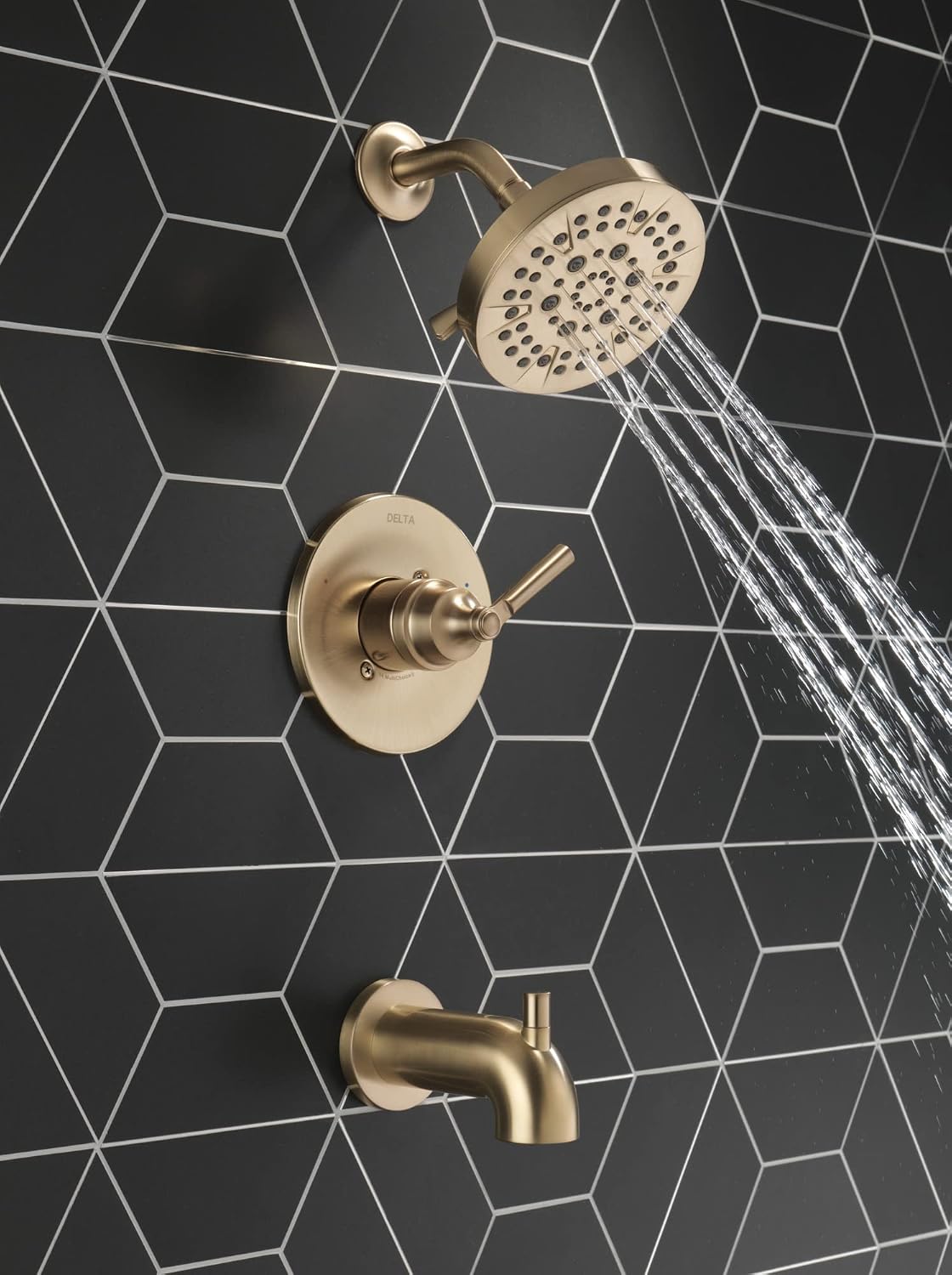 Delta Saylor 14 Series Bathtub and Shower Faucet Set, Brushed Gold Shower Head and Handle Set, Valve Trim Kit, Champagne Bronze T14435-CZ (Valve Not Included)