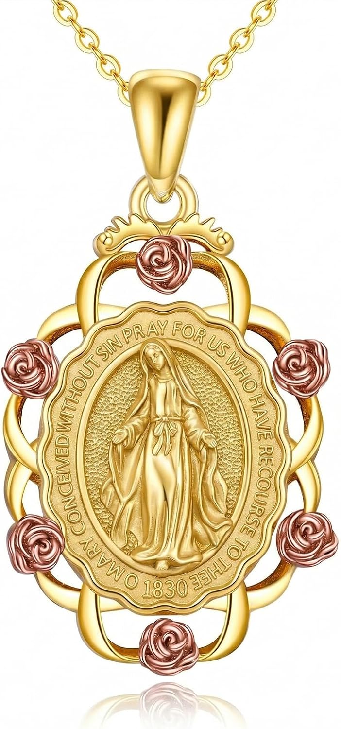 Sterling Silver St Michael/St Christopher/St Barbara/St Jude/St Dymphna/Virgin Mary Necklace Patron Saint Pendant Amulet Medal Religion Jewelry Gifts for Men Women