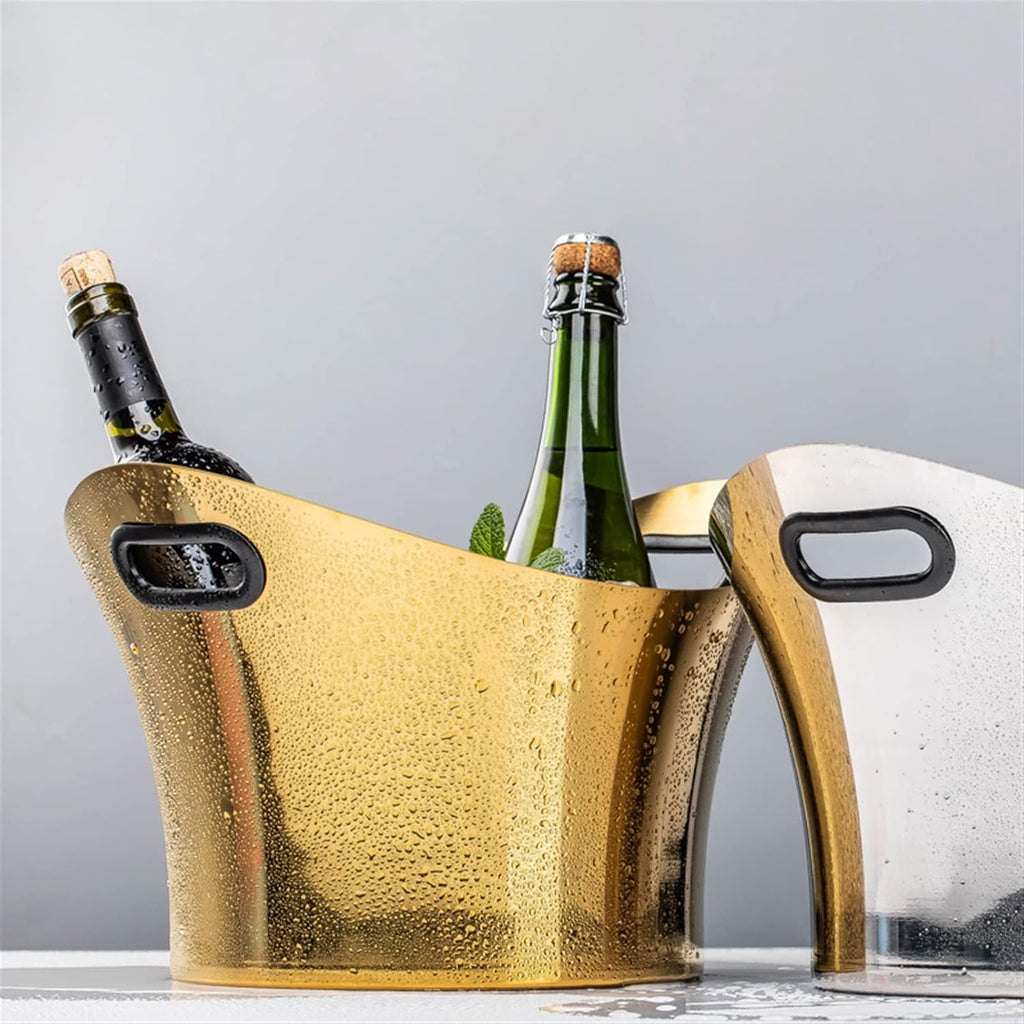 Ice Bucket Champagne Bucket Stainless Steel Ice Bucket Household Red Wine Champagne Ice Wine Bucket Bar Reception KTV Special Ice Wine Bucket Ice Bucket Beverage Tub (Color : Brass)