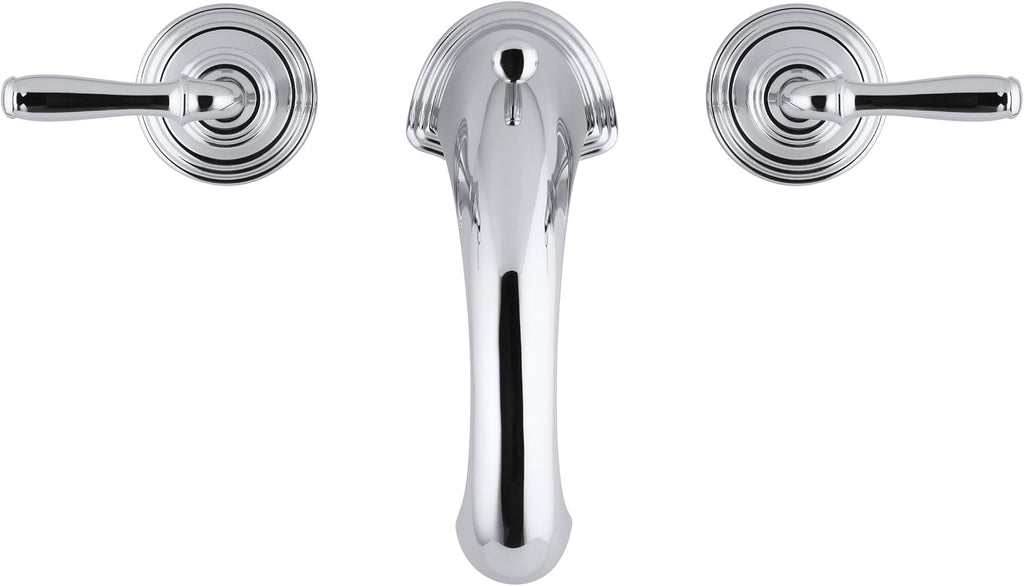 KOHLER 394-4-PB Devonshire Widespread Bathroom Faucet with Pop-Up Drain Assembly, 3-Hole 2-Handle Bathroom Sink Faucet, 1.2 gpm, Vibrant Polished Brass