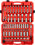 TEKTON 1/2 Inch Drive Shallow and Deep 12-Point Socket and Ratchet Set with Case, 83-Piece (3/8-1-5/16 in., 10-32 mm) | SKT25316