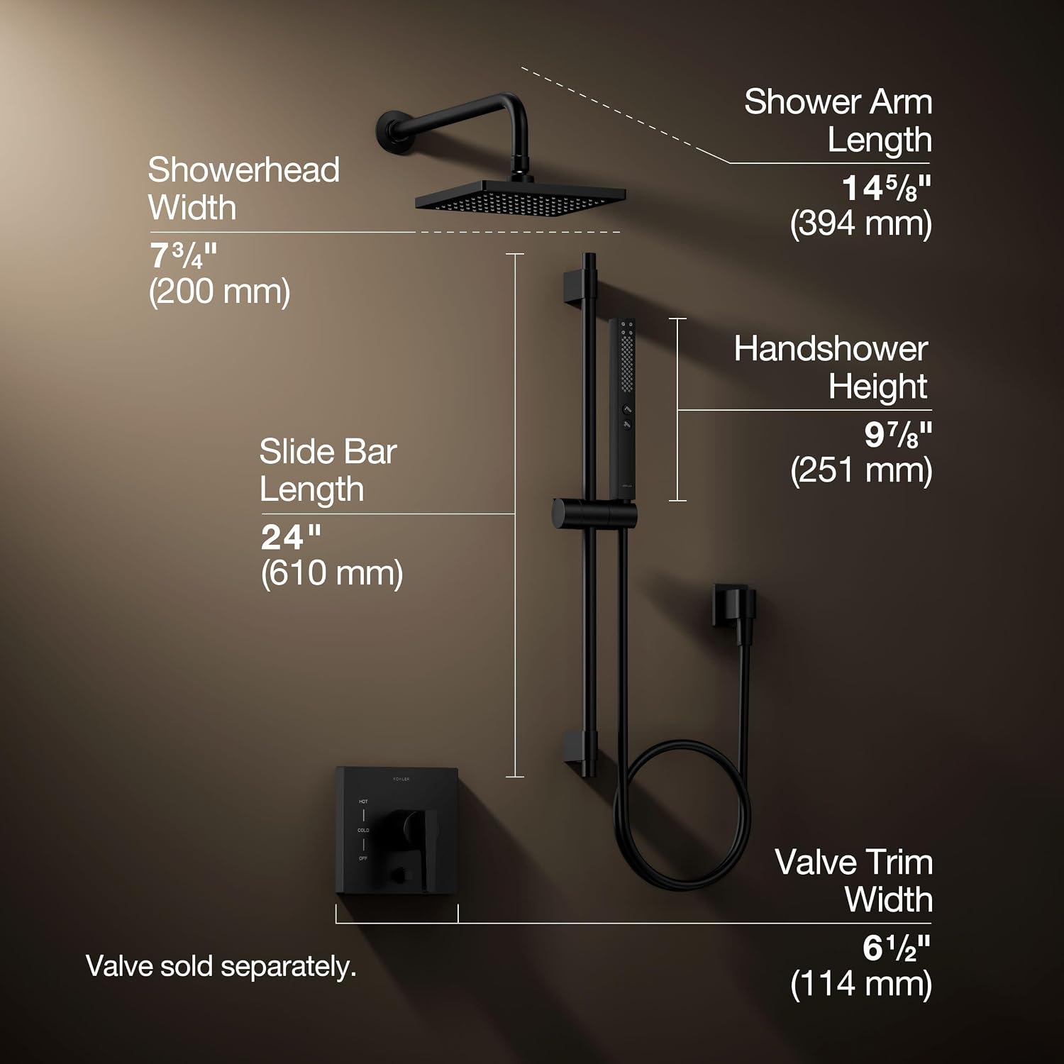 Kohler K-26273-Y-BL Honesty Shower Kit with Showerhead, Handshower, and Trim, 2.5 gpm, Matte Black