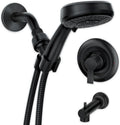 Moen Meena Matte Black Single Handle Modern Shower Faucet Set with Handshower and Tub Spout for Bathtub, Valve Included, 82618BL