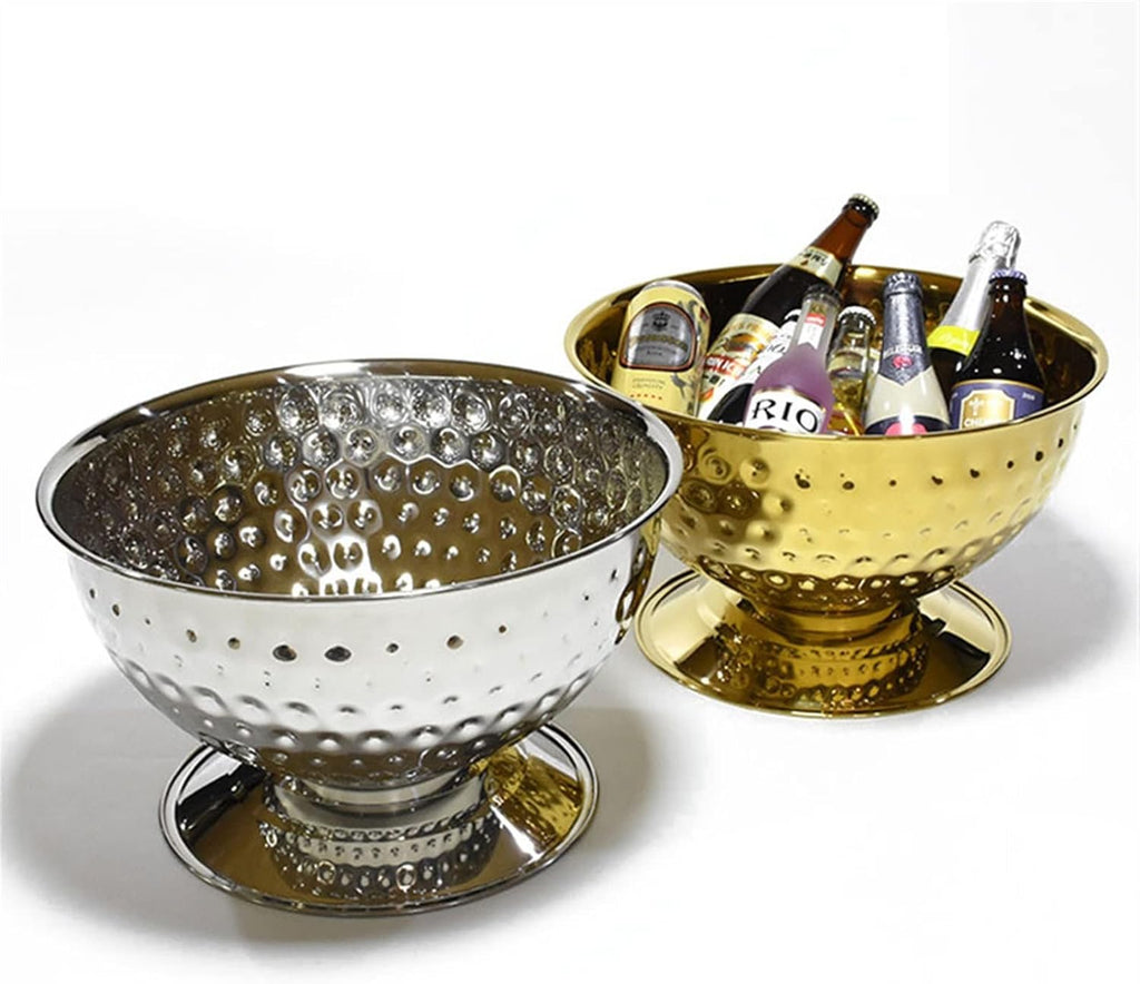Ice Bucket Champagne Bucket Ice Bucket Container Multifunctional Champagne Basin Stainless Steel Hammer Basin Bar Ktv Ice Wine Basin for Families, Parties Ice Bucket Beverage Tub (Color : 1)