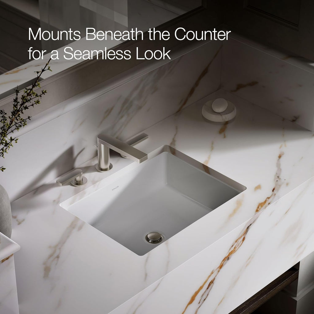 KOHLER 2882-0 Verticyl Rectangular Undermount Bathroom Sink, 19 3/4', White