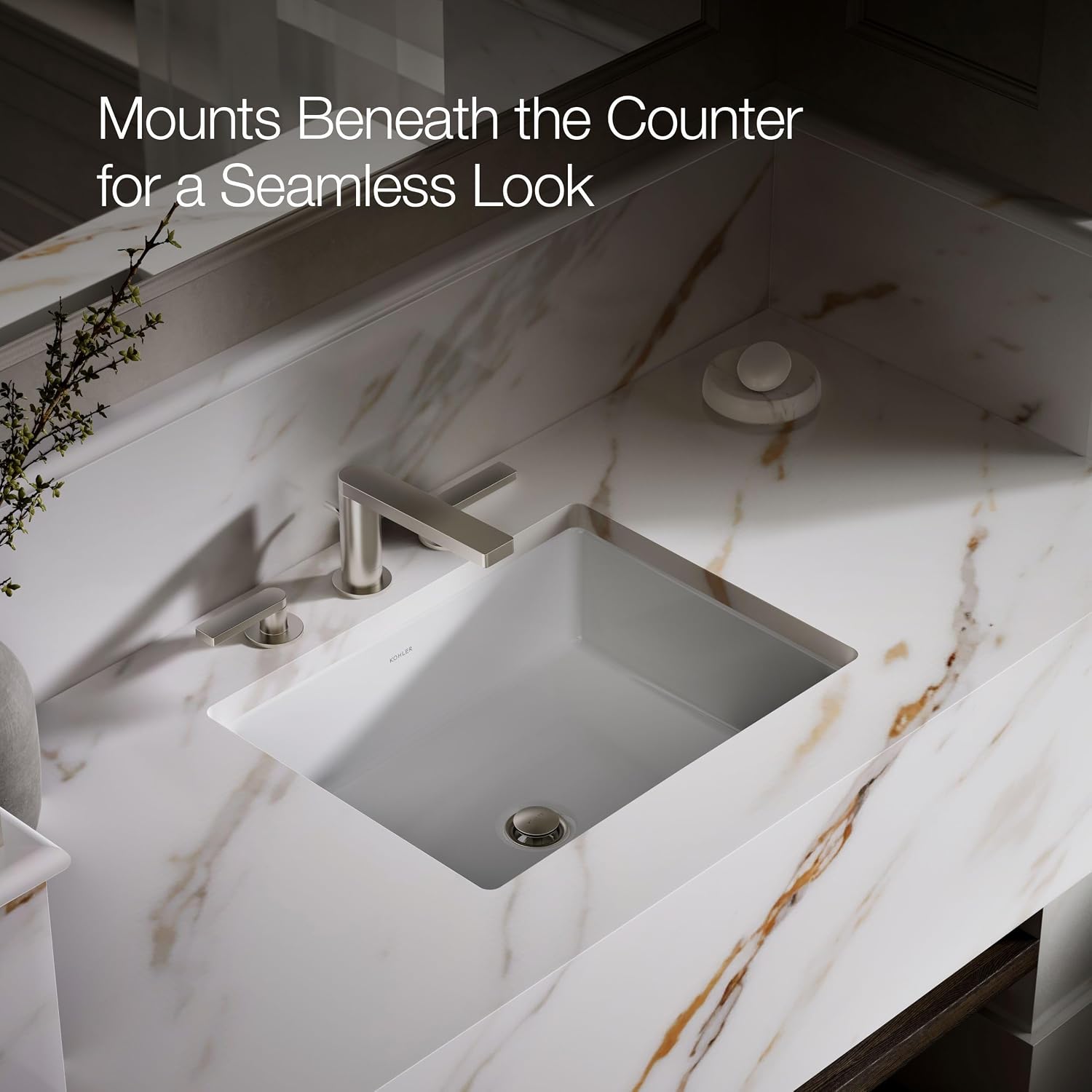 KOHLER 2882-0 Verticyl Rectangular Undermount Bathroom Sink, 19 3/4', White