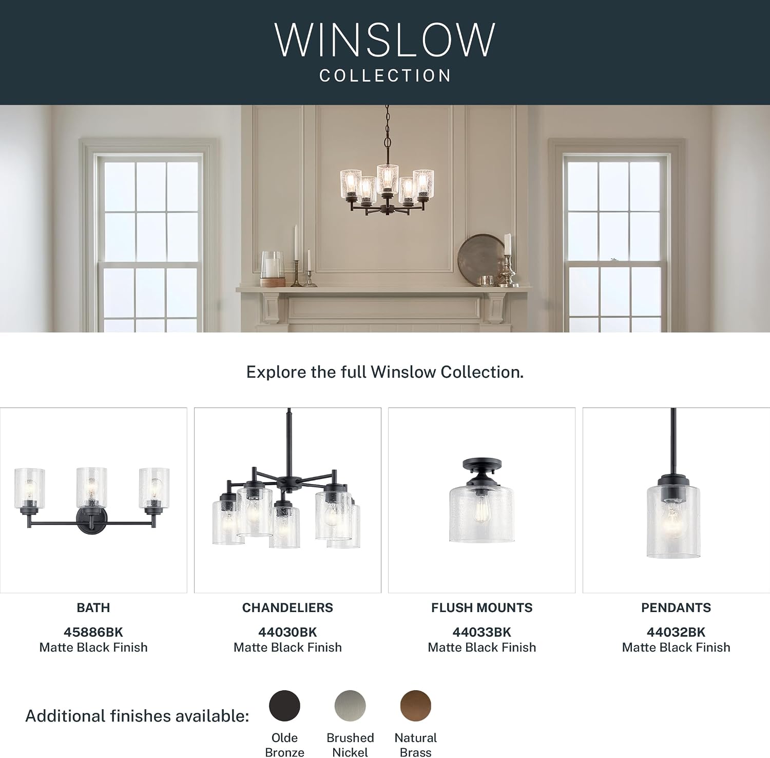 Kichler Winslow 30' 4-Light Bathroom Vanity Light Fixture with Clear Seeded Glass in Black, Modern Industrial Style for Bathroom and Powder Room, (30' x 9.25' x 6.5'), 45887BK