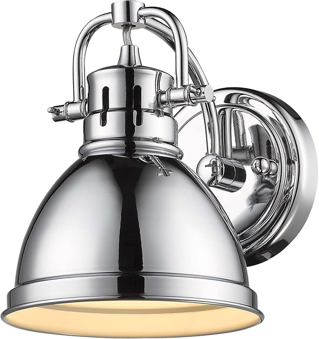 Golden Lighting 3602-BA1 CH Duncan Bath Vanity, 8.25'L x 6.5'W x 8.5'H, Chrome with a Chrome Shade- Bathroom Light Fixtures, Bathroom Vanity Light, Vanity Lights for bathroom