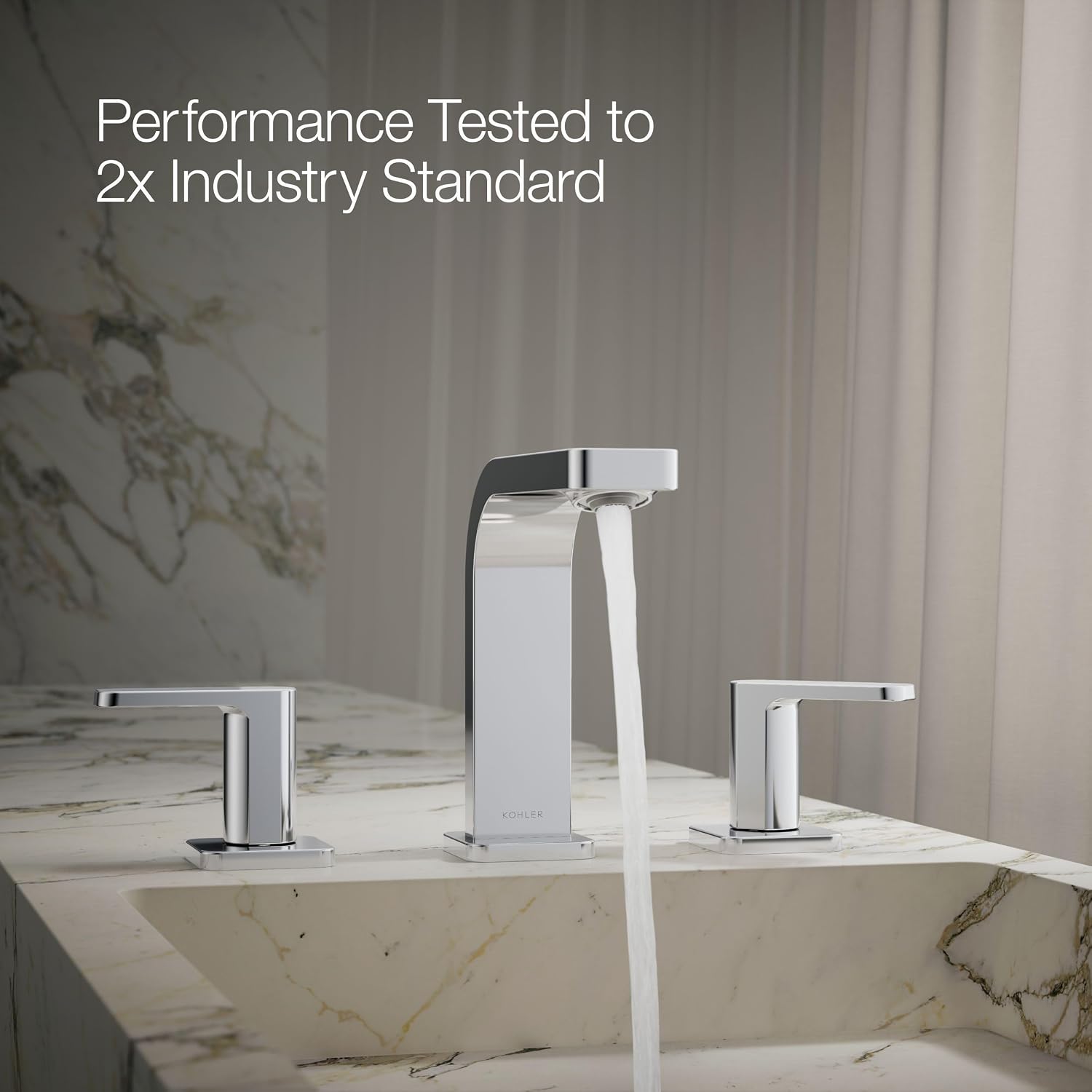 Kohler 23484-4-CP Parallel® Widespread Bathroom Sink Faucet, 1.2 gpm, Polished Chrome