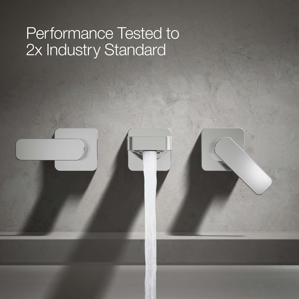 Kohler T23491-4-CP Parallel Two-Handle Wall Mount Bath Faucet Trim with Lever Handles, Polished Chrome