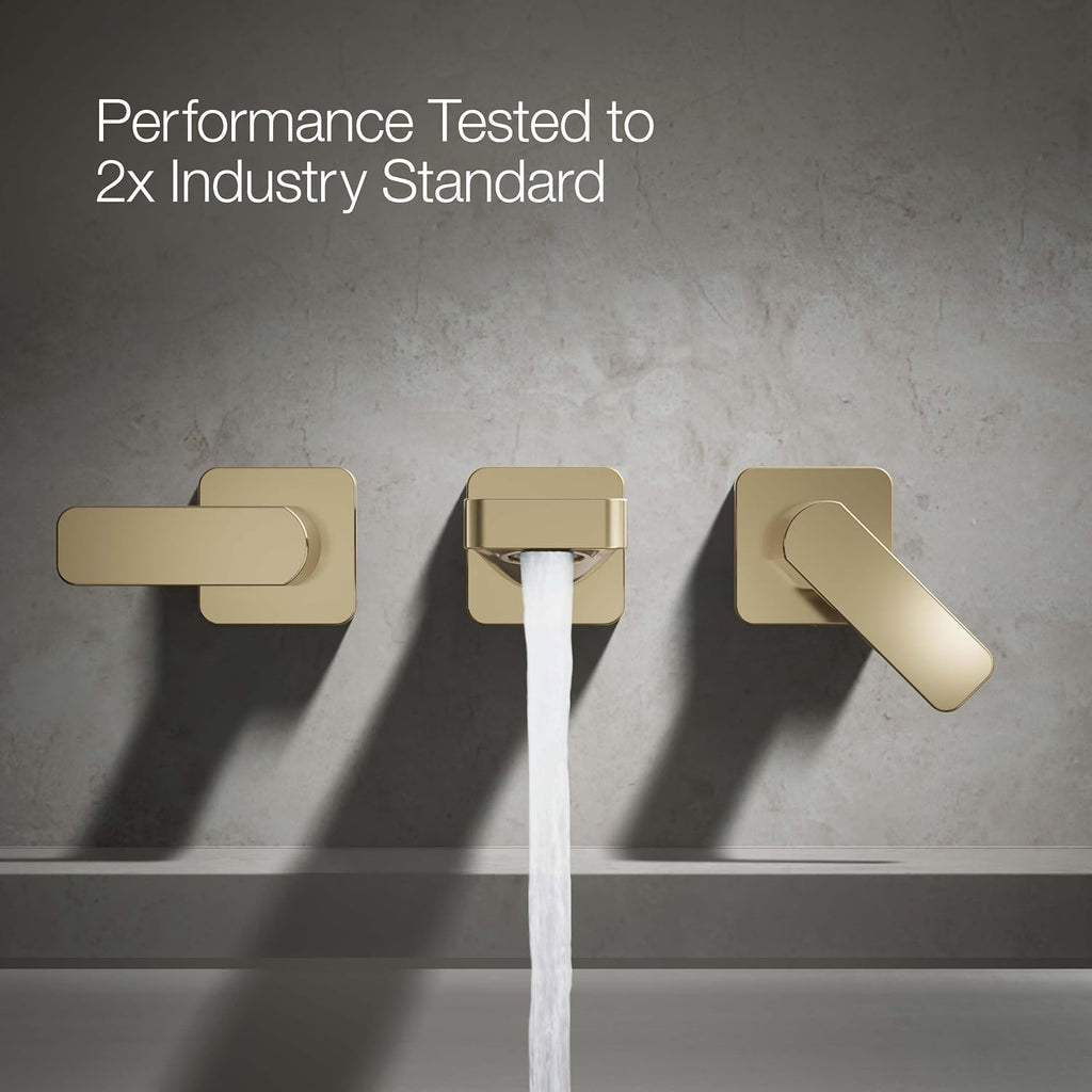 Kohler T23491-4-AF Parallel Two-handle Wall Mount Bath Faucet Trim with Lever handles, Vibrant French Gold