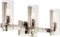 Kichler Jemsa 3-Light Bathroom Vanity Light Fixture, Modern Wall Mount Light with Clear Fluted Glass in Polished Nickel for Powder Room or Bathroom (9.75' x 22.75'), 55168PN