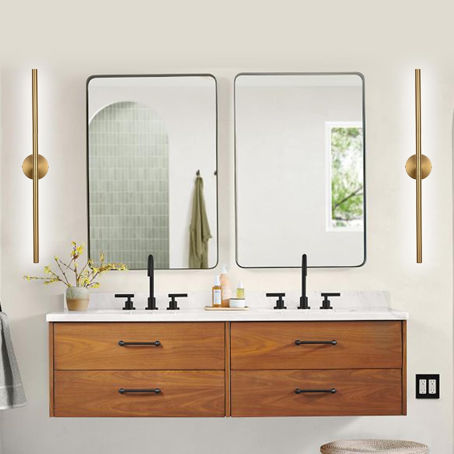 BONLICHT 40 Inch LED Bathroom Light Fixtures Brushed Brass Bathroom Vanity Lights Over Mirror 22W 350°Rotatable Dimmable 5CCT LED Vanity Light Bar Modern Gold Wall Sconce for Living Room Bedroom