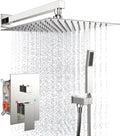 Rain Shower System 12 Inches Shower Head with Handheld Combo Set for Bathroom,High Pressure Rainfall Shower Faucet Set Wall Mounted,Rough-in Valve and Trim Kit(Chrome Polished)