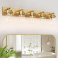 IZORRO Bathroom Vanity Light Fixture, 5-Light 36 Inch Gold Bathroom Light Fixtures Over Mirror, with Clear Glass Shade, Modern Farmhouse Vanity Lights, Rustic Restroom Lighting Fixtures