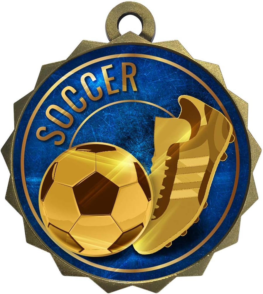 Express Medals 1 to 50 Packs Engraved Personalized Custom 2.25 Inch Gold Silver Bronze Soccer Medals Trophy Award with Neck Ribbon Medal Trophies LAZD214EG46