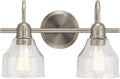 Kichler Avery 14.75' 2 Light Bathroom Vanity Light in Brushed Nickel, Vintage Bathroom Wall Mount Fixture with Clear Seeded Glass, (14.75' W x 9.25' H), 45972NI