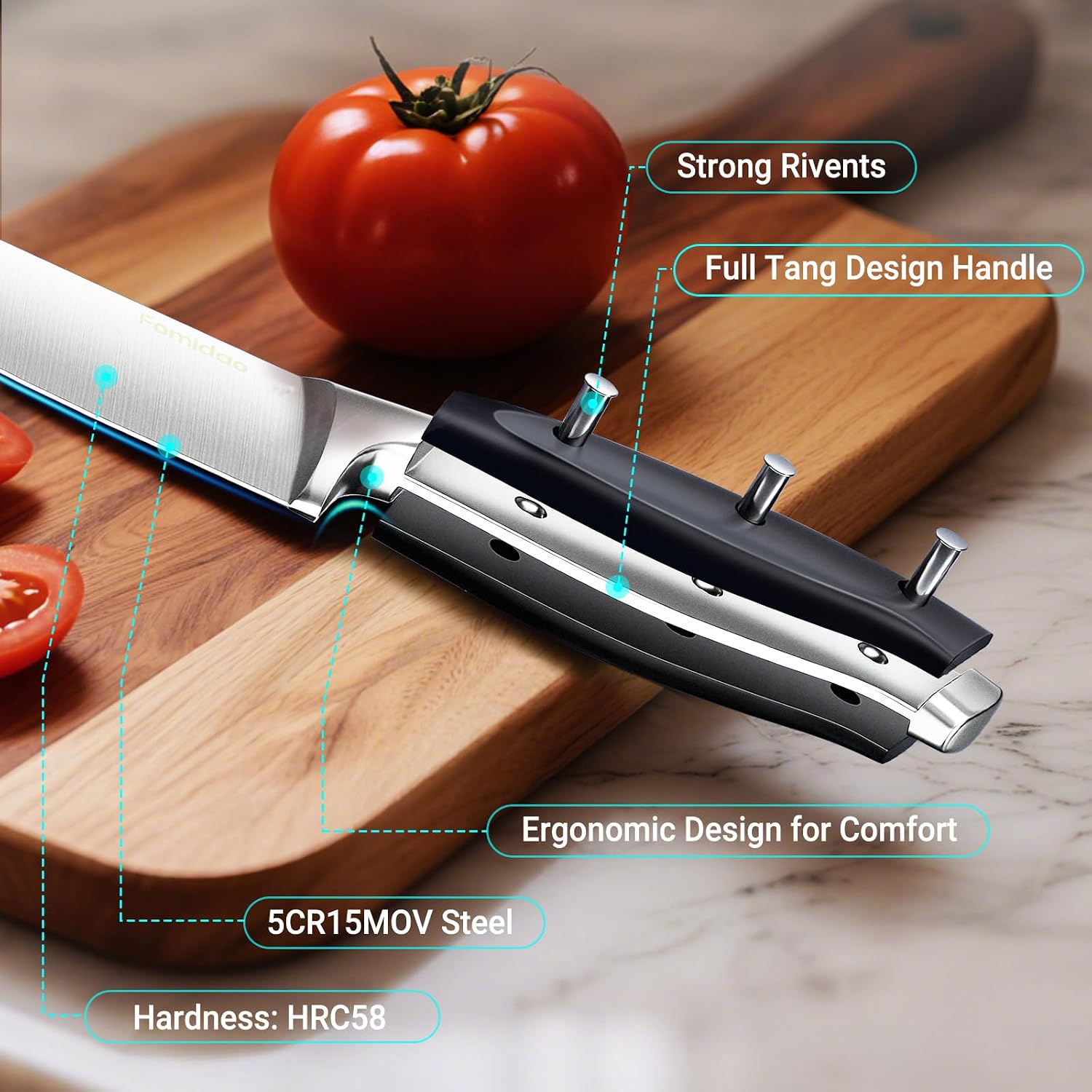 6 Pieces Knife Set with Magnetic Block,Ultra-Sharp High-carbon Steel Kitchen Knife Set, Professional Knife Block Set with Ergonomic Handle and Sharpener