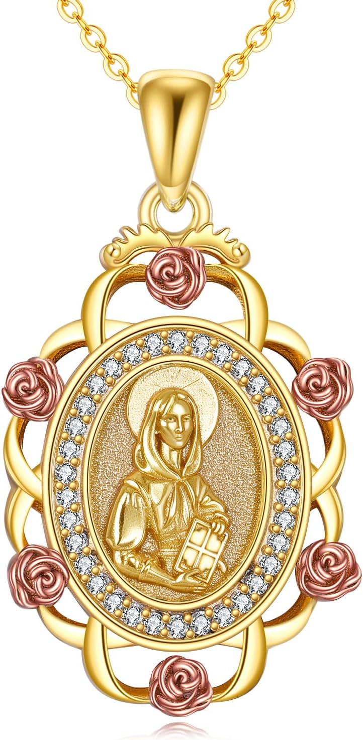 Sterling Silver St Michael/St Christopher/St Barbara/St Jude/St Dymphna/Virgin Mary Necklace Patron Saint Pendant Amulet Medal Religion Jewelry Gifts for Men Women