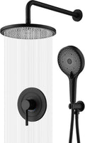 sumerain Matte Black Concealed Shower Faucet Set, Rain Shower System with 10 Inch Shower Head,Shower Fixtures with Handheld Spray Included Valve and Trim Kit