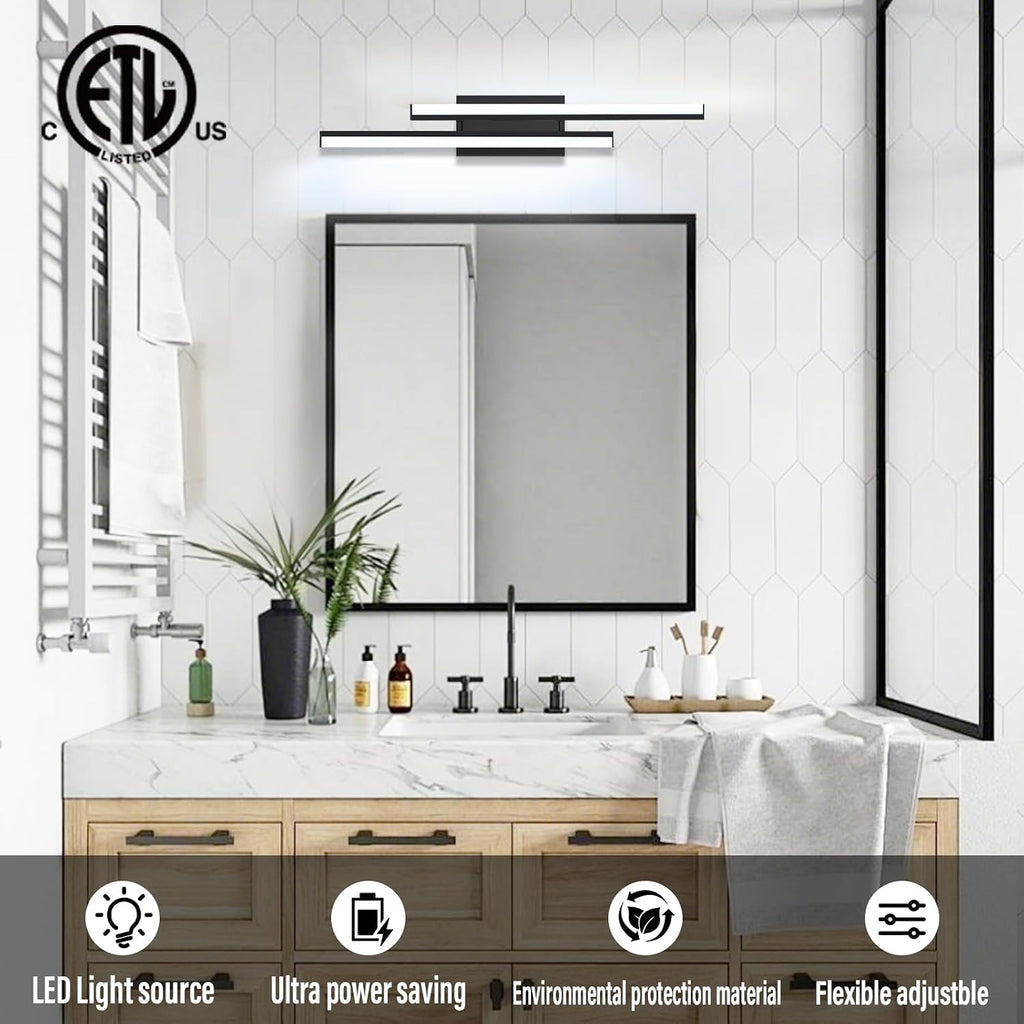 32 in Retractable Bathroom Vanity Light-ETL Certificated 5700K Bathroom Light Bar Vanity for Mirror-34W 2 Pack