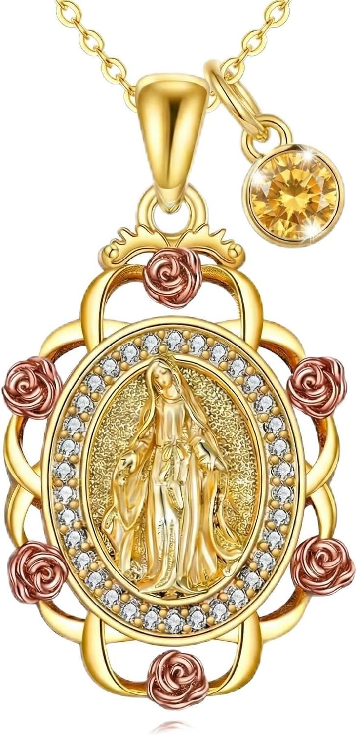 Sterling Silver St Michael/St Christopher/St Barbara/St Jude/St Dymphna/Virgin Mary Necklace Patron Saint Pendant Amulet Medal Religion Jewelry Gifts for Men Women