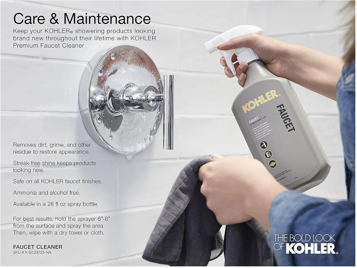 KOHLER K-TS97074-4G-CP Pitch Bath and Shower Trim Kit, Single-Function Showerhead, Diverter Bath Spout and Faceplace with Handle, 1.75 GPM, Polished Chrome