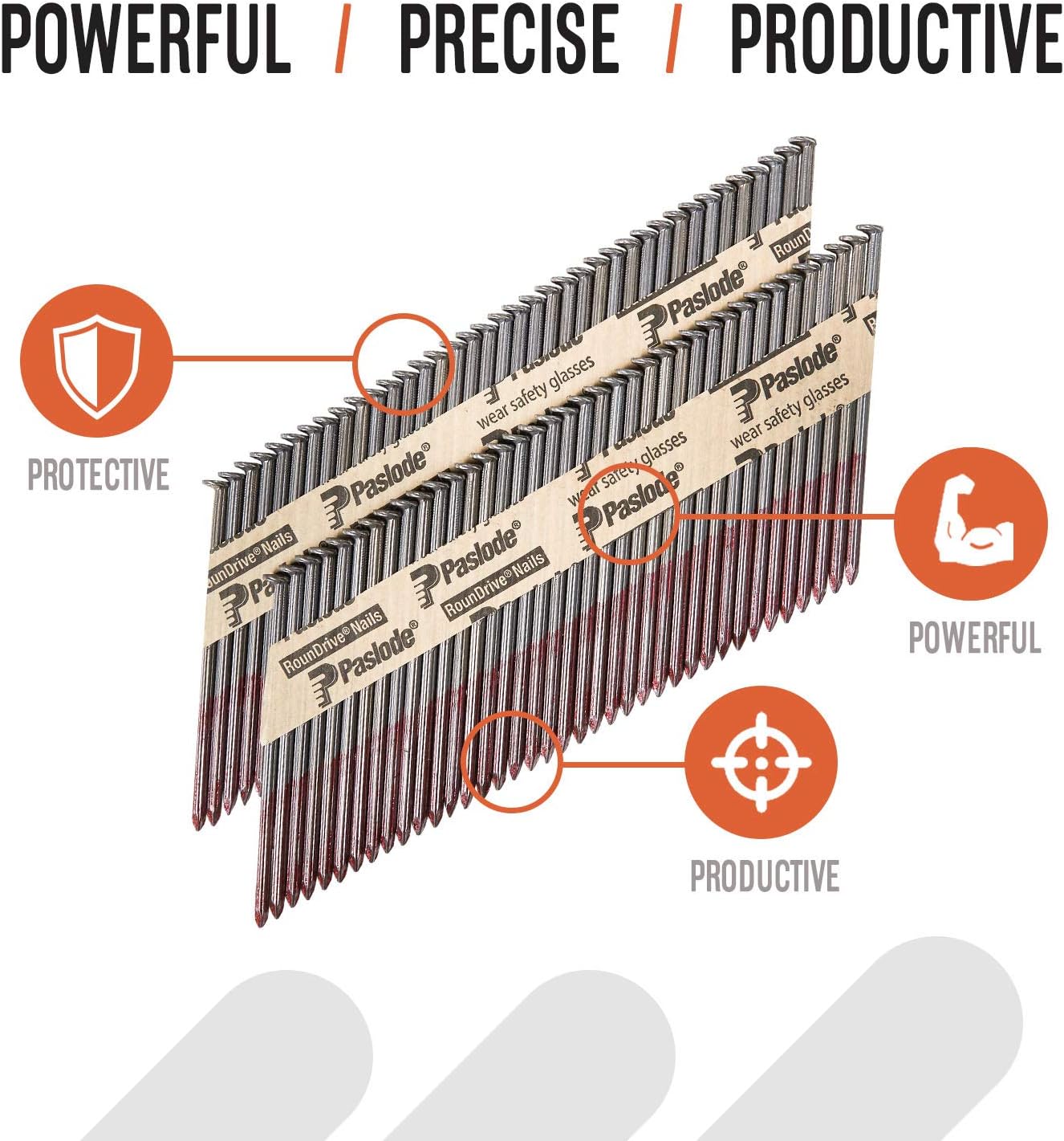 Paslode, Framing Nails, 650839, 30 Degree RounDrive Brite, 3 1/4 inch x .131 Gauge, Smooth, 2,500 per Box