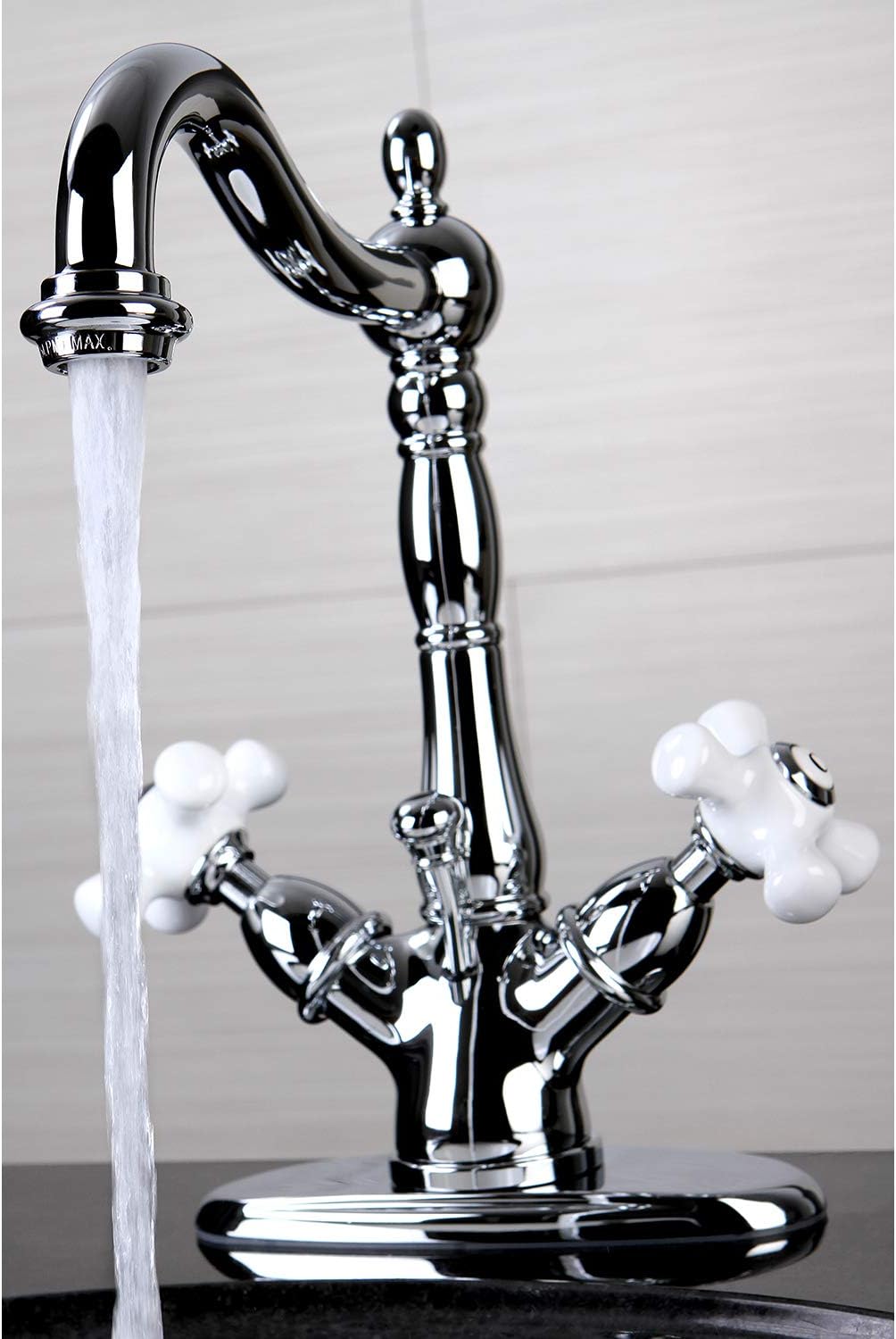 Kingston Brass KS1431PX Heritage Two-Handle Bathroom Faucet with Brass Pop-Up and Cover Plate, Polished Chrome